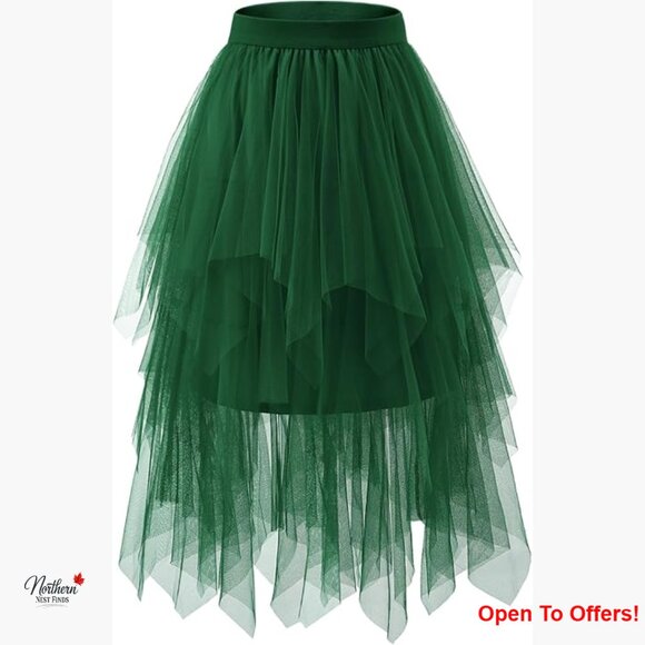 Dresses & Skirts - Polyester Tulle Skirt with Elastic Waist Asymmetrical A-Line